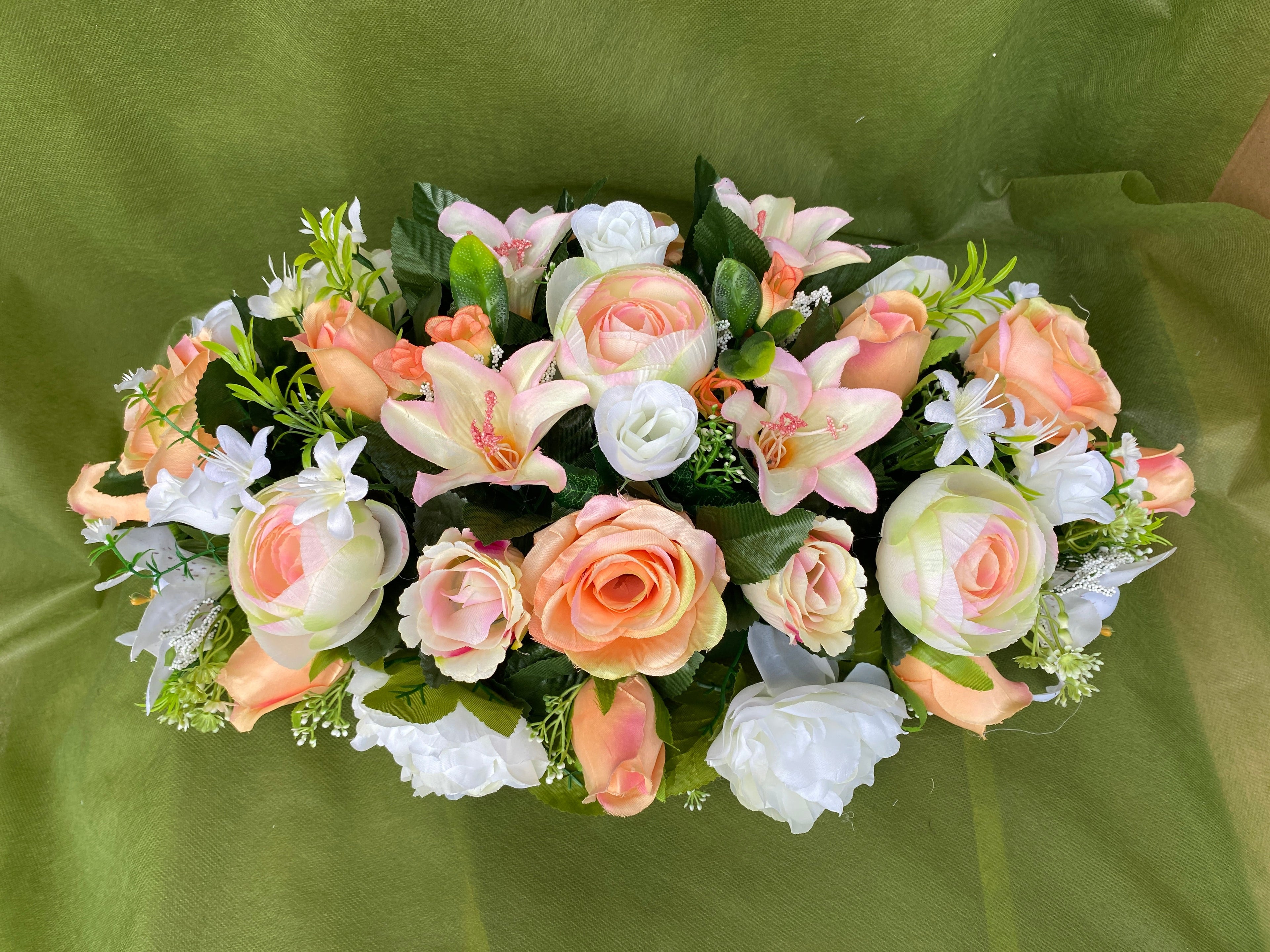 Artificial memorial floral spray graveside tribute