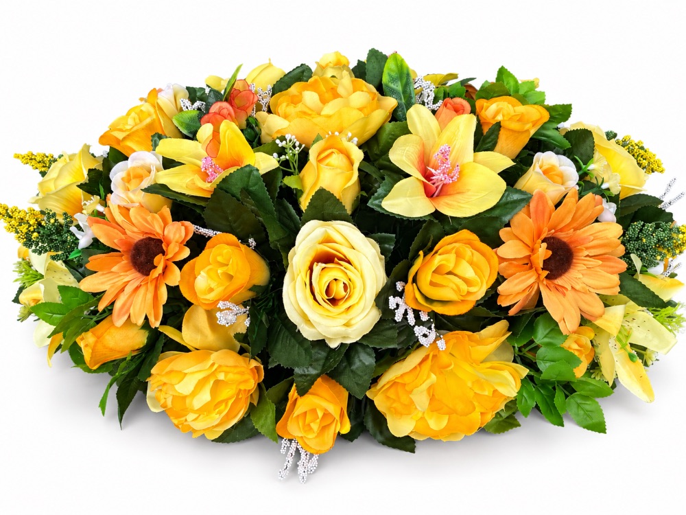 Artificial Floral Memorial Spray — Yellow