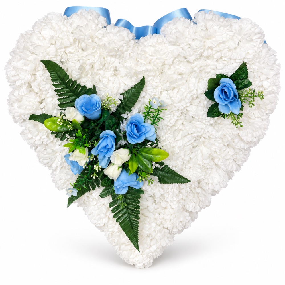 Artificial Floral Memorial Heart — Baby Blue