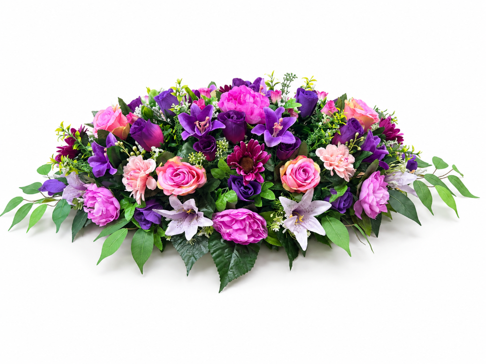 Medium Artificial Floral Memorial Spray — Purple