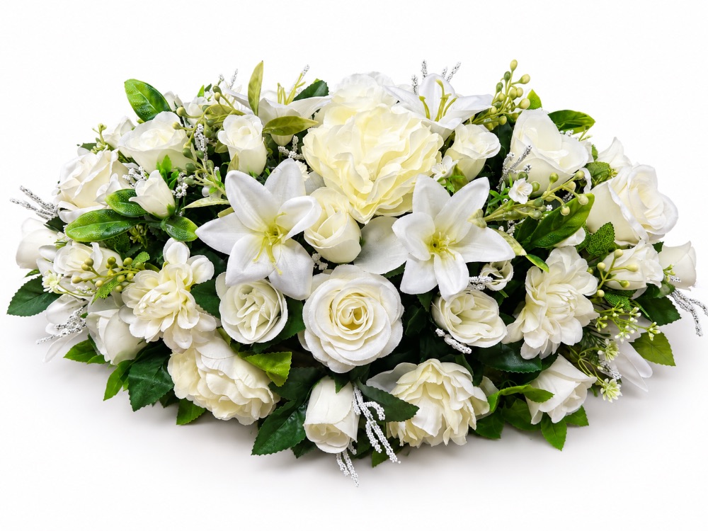 Artificial Floral Memorial Spray — White