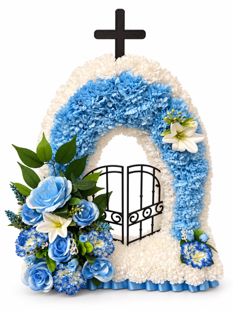 Artificial Floral Gates of Heaven Tribute — Blue