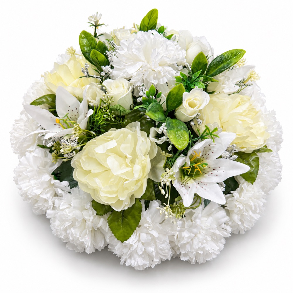 Artificial Floral Memorial Posy — White