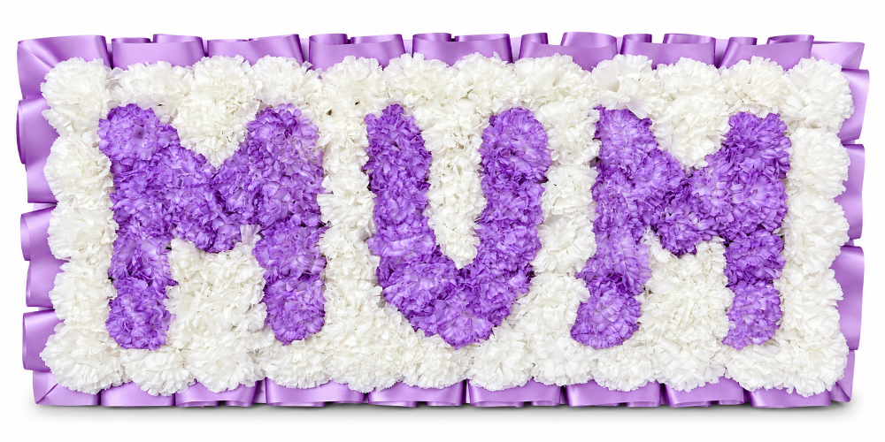 Artificial Floral Letter Tribute · MUM — Lavender