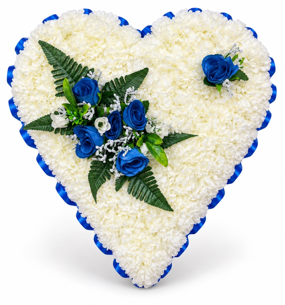 Artificial Floral Memorial Heart — Blue
