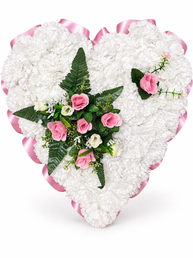 Artificial Floral Memorial Heart — Baby Pink