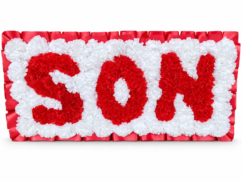 Artificial Floral Letter Tribute · SON — Red