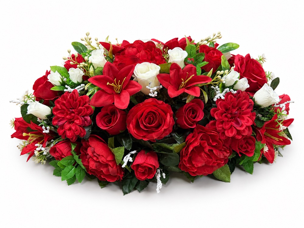 Artificial Floral Memorial Spray — Red