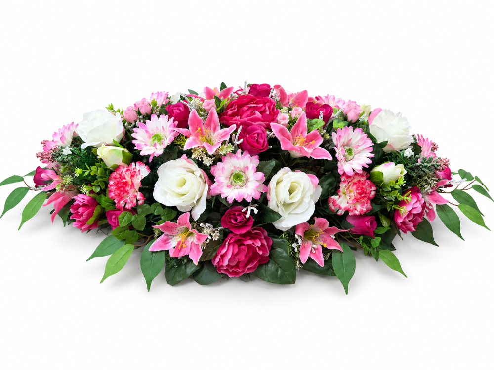 Medium Artificial Floral Memorial Spray — Pink