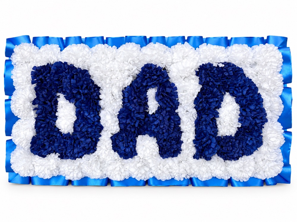 Artificial Floral Letter Tribute · DAD — Blue