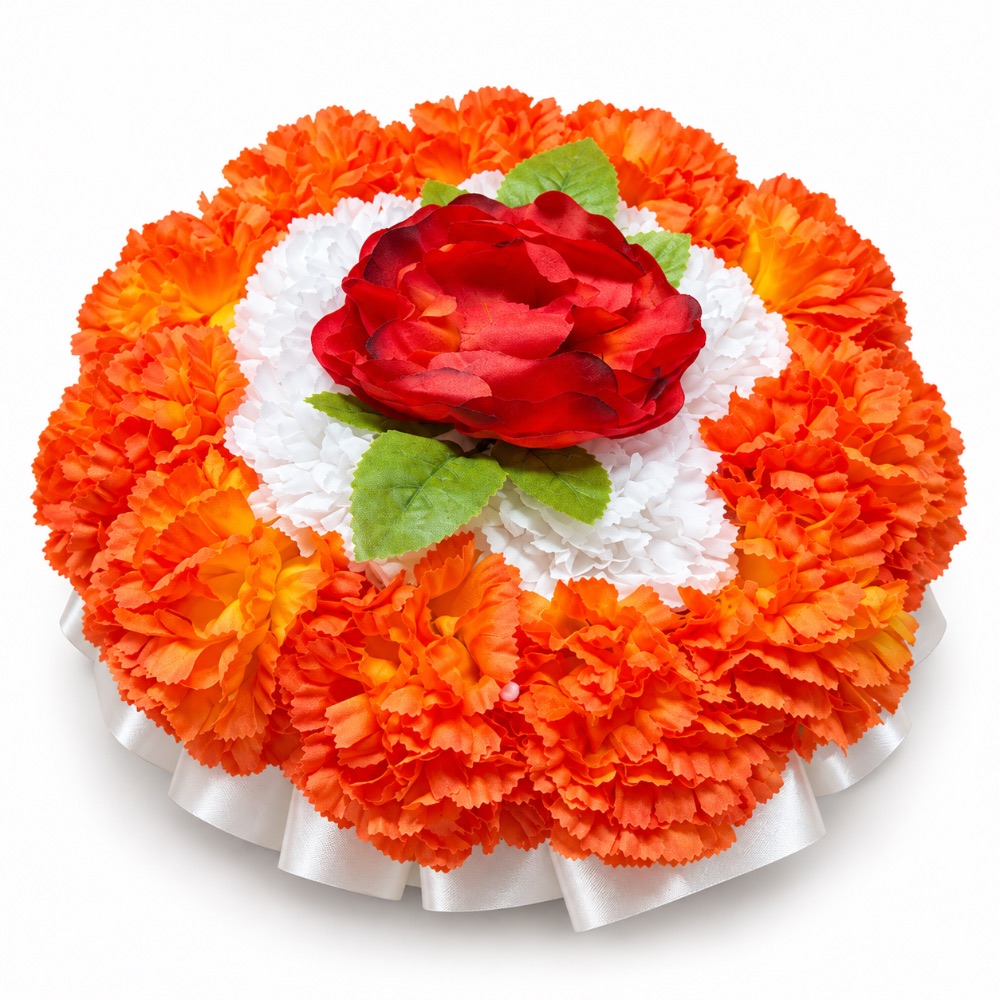 Small Artificial Floral Memorial Posy — Orange