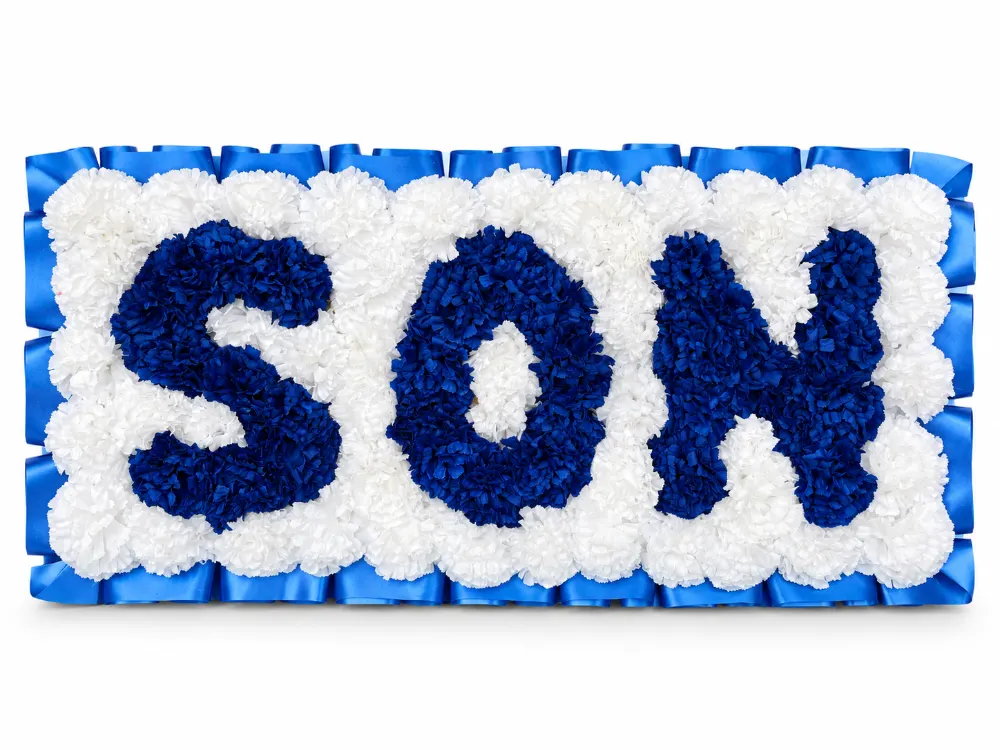 Artificial Floral Letter Tribute · SON — Blue