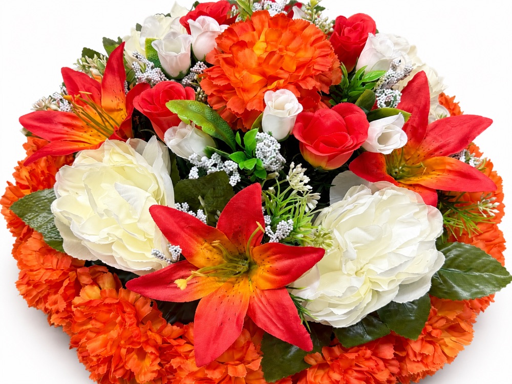 Artificial Floral Memorial Posy — Orange