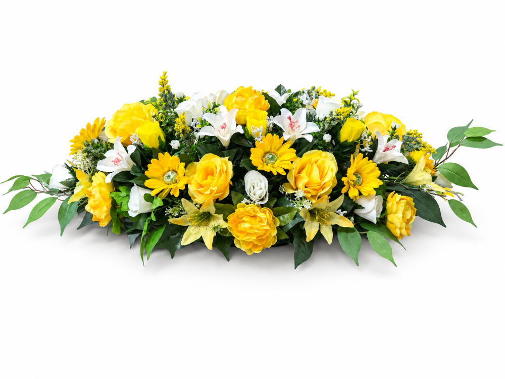 Medium Artificial Floral Memorial Spray — Yellow