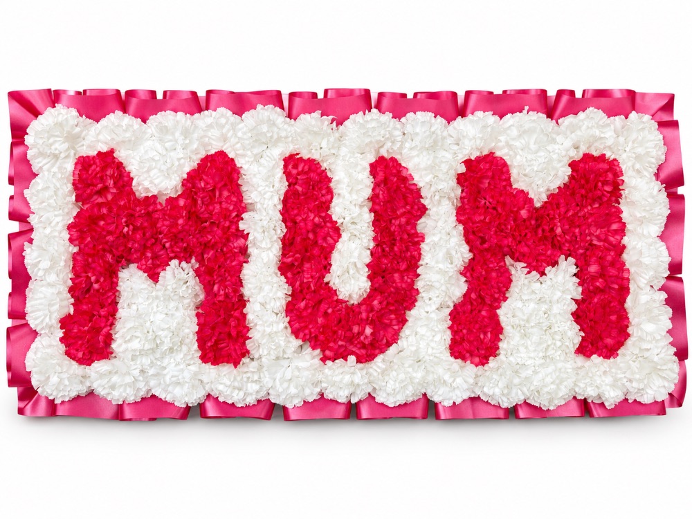 Artificial Floral Letter Tribute · MUM — Pink
