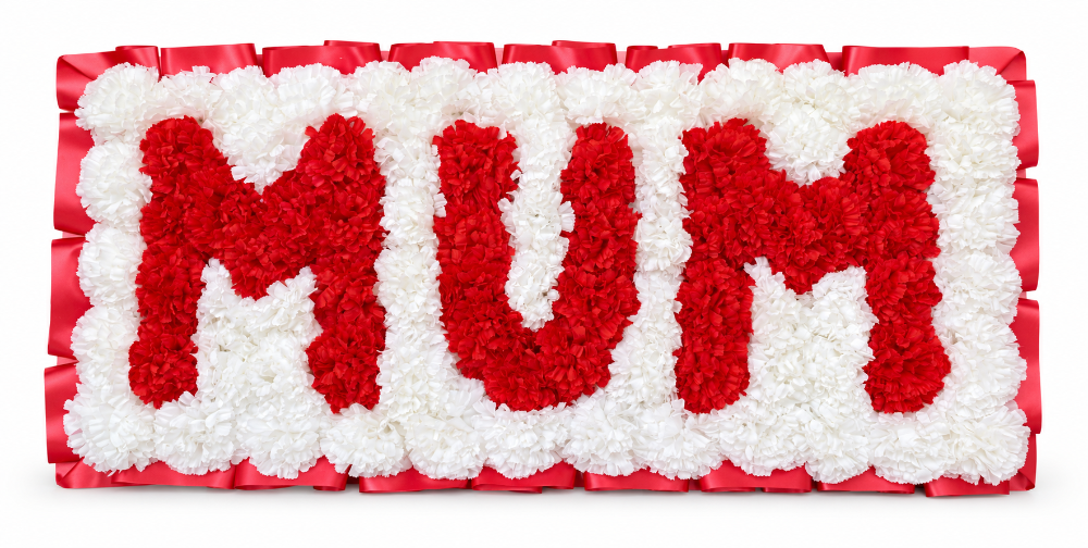 Artificial Floral Letter Tribute · MUM — Red