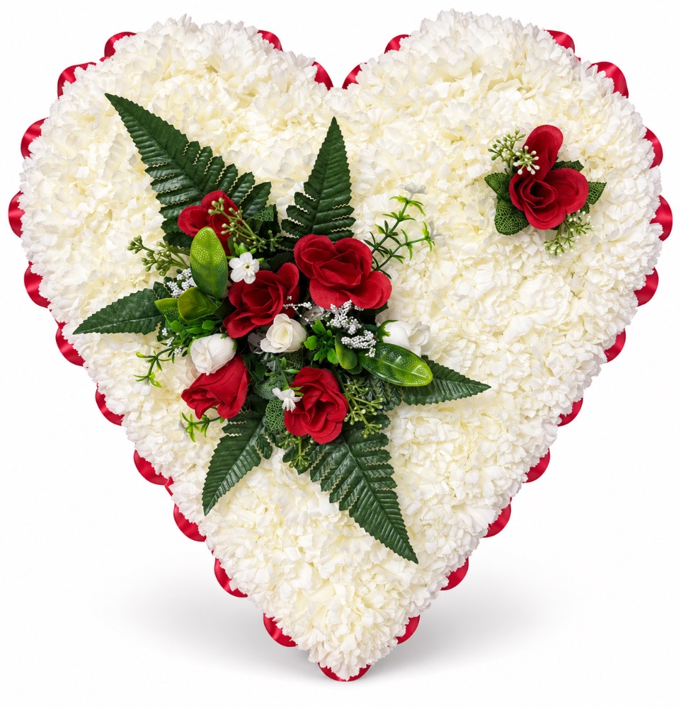 Artificial Floral Memorial Heart — Red