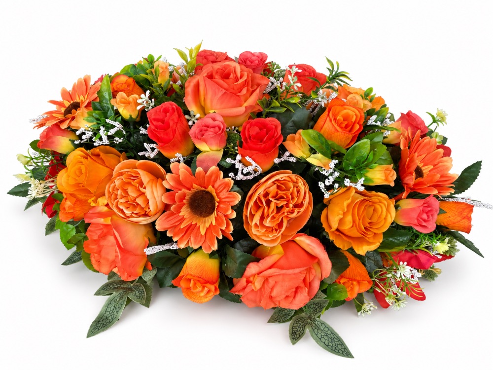 Artificial Floral Memorial Spray — Orange