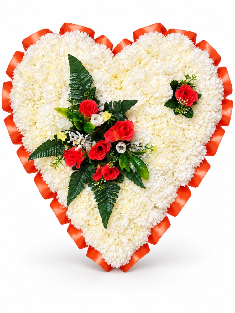 Artificial Floral Memorial Heart — Orange