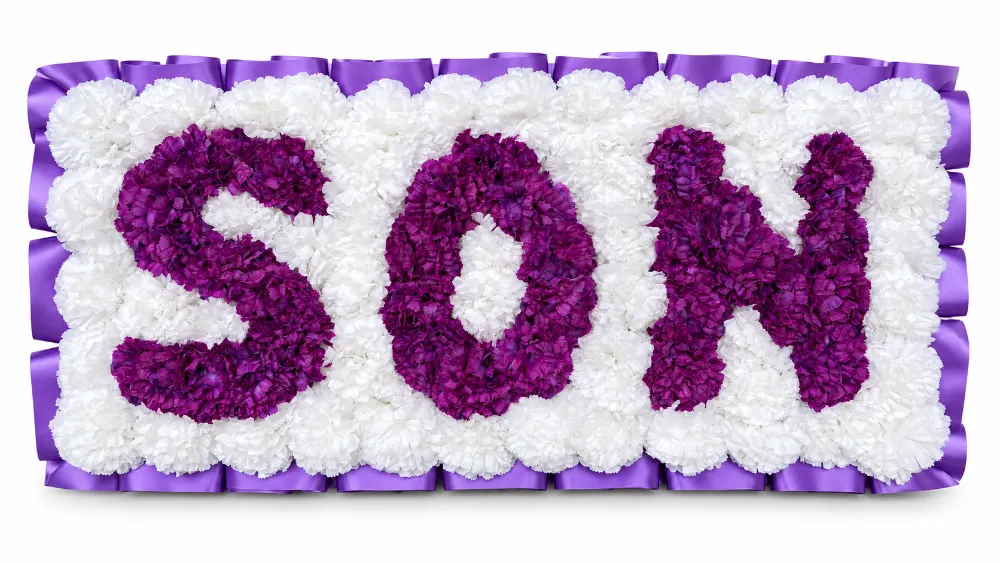 Artificial Floral Letter Tribute · SON — Purple