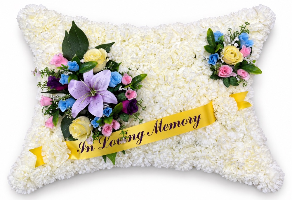 Artificial Floral Memorial Pillow — Yellow