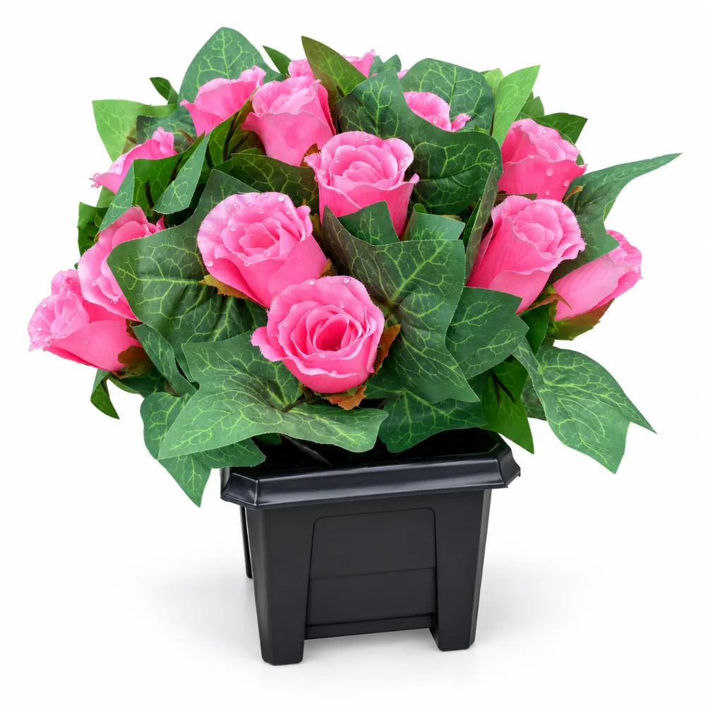 Small Artificial Floral Memorial Pot — Pink