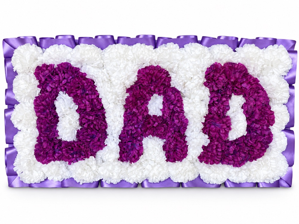 Artificial Floral Letter Tribute · DAD — Purple