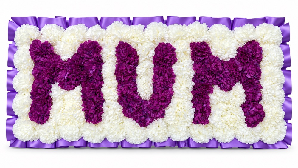 Artificial Floral Letter Tribute · MUM — Purple