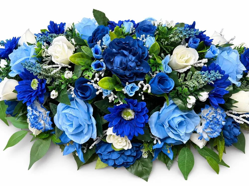 Medium Artificial Floral Memorial Spray — Blue
